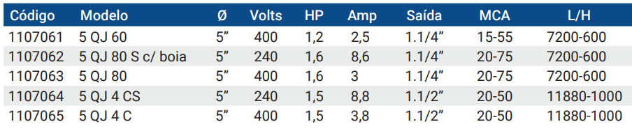 5QJ eletrobomba poço Ture