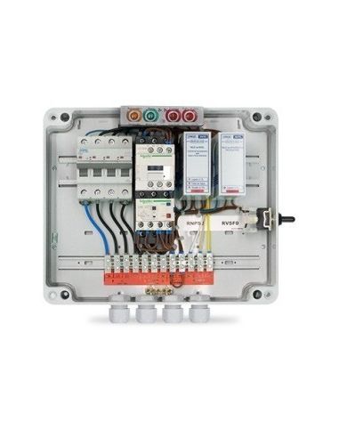 Quadro com relé de sequência e falta de fase, relé de nível e sondas