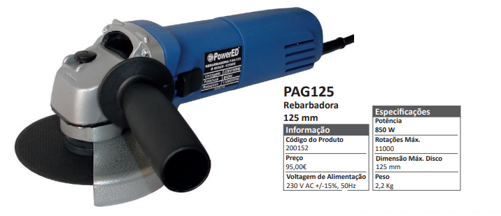 Rebarbadora PAG125 c/fio PowerED 125mm
